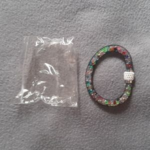 (2/$20) New Mesh Crystal Bracelet with Crystal Magnet Clasp Multi Colour